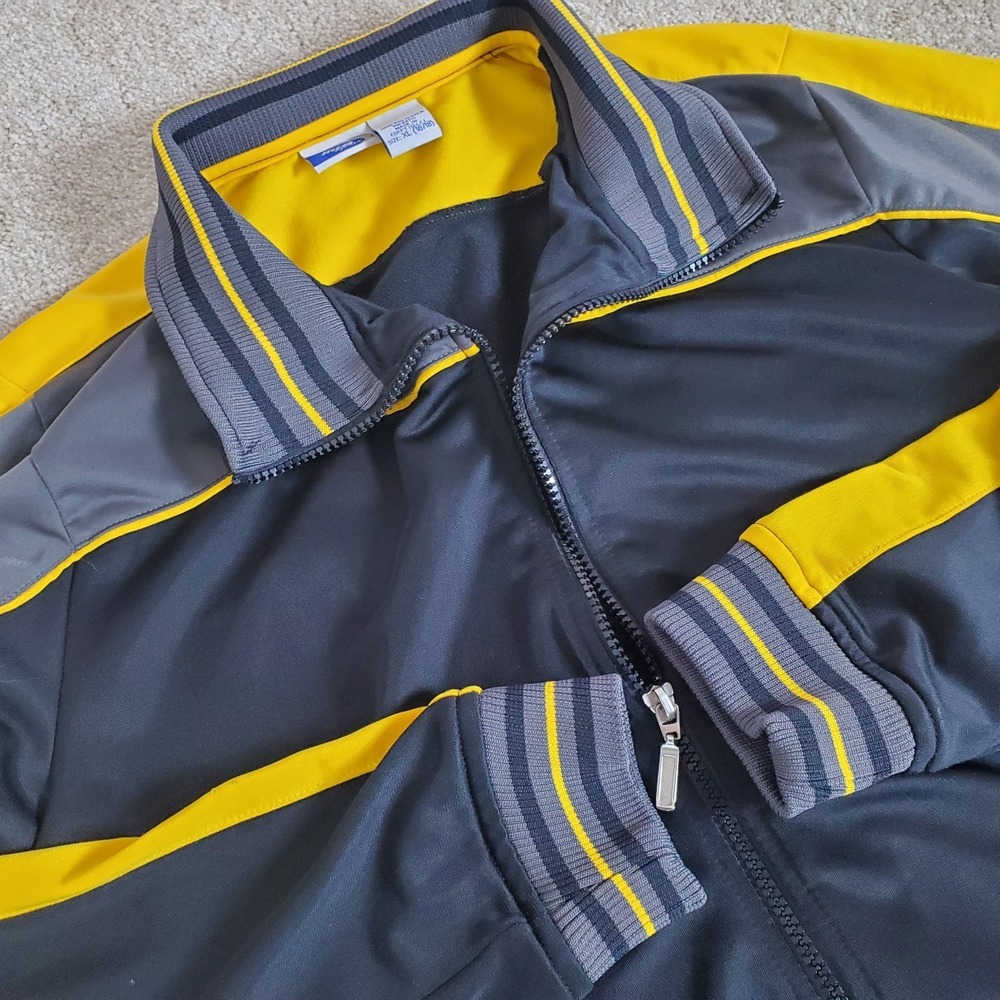MTA‎ Sport Boys Jacket SIZE XL 16/18 Full Zip Long Sleeve Black Gold & Gray